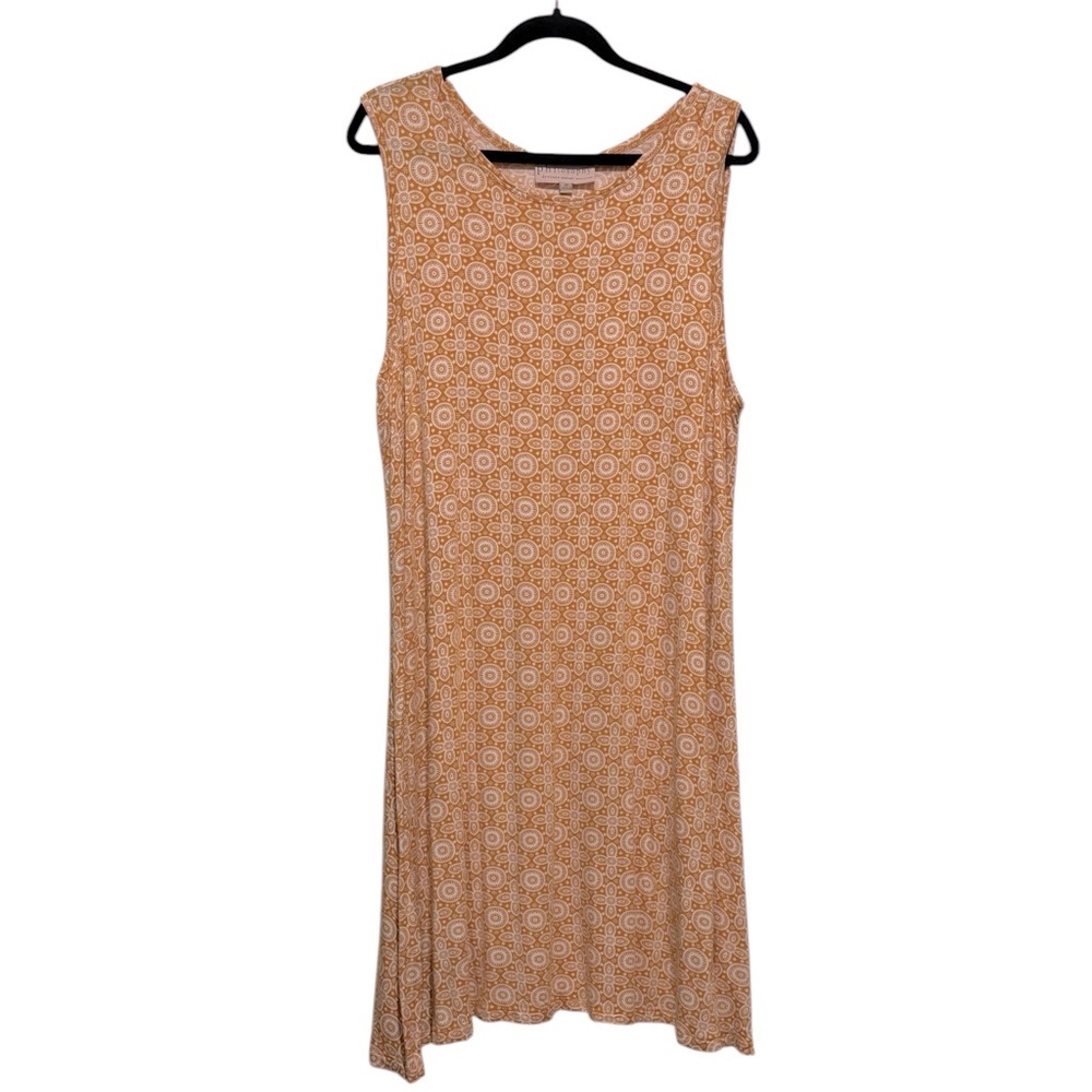Philosophy Jersey Knit Mandala Geometric Yellow Sleeveless Swing Dress Womens 2X - Picture 3 of 10